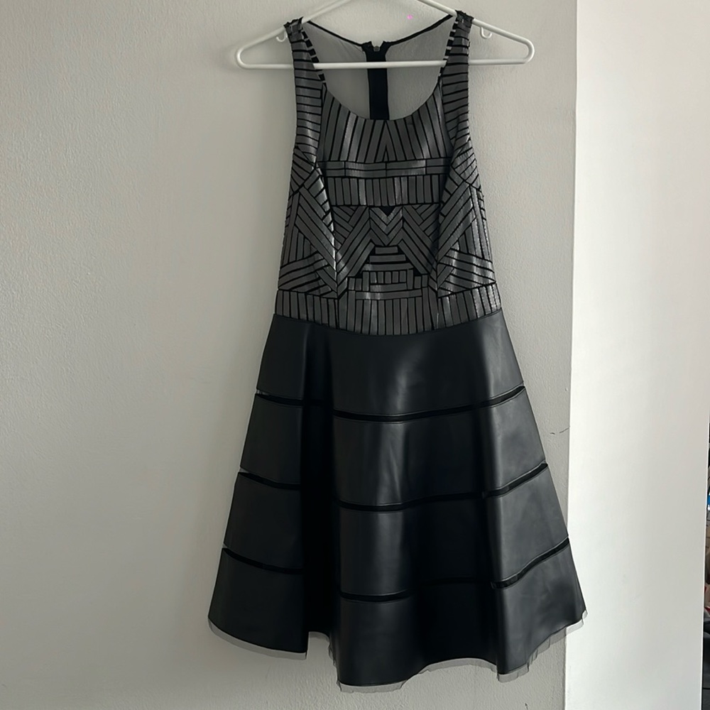 Sachin + Babi Walker Dress Black Faux Leather Size 6 with Tags